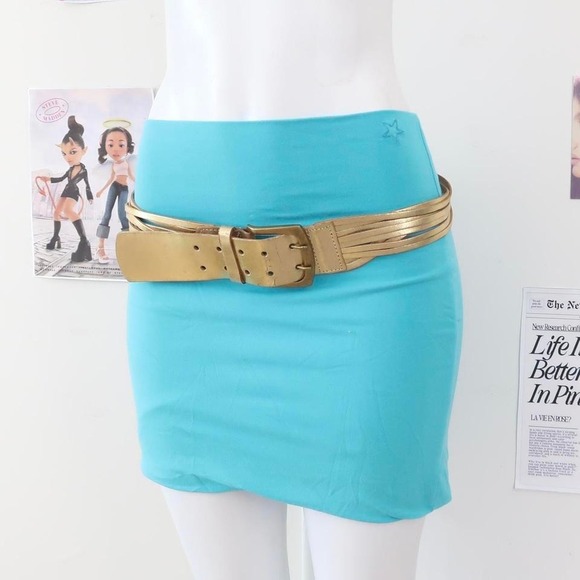 Garage Dresses & Skirts - Garage Vintage Turquoise Bodycon Mini Skirt – Indie Sleaze Y2K